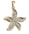14K Yellow Gold Diamond Starfish Charm Pendant