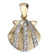 14Kt Yellow Gold Diamond Shell Pendant