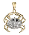 14K Yellow Gold Diamond Crab Pendant