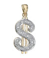 14K Yellow Gold Diamond Dollar Sign Pendant