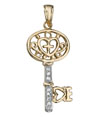 14K Yellow Gold Diamond Key Pendant
