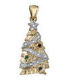 14K Yellow Gold Diamond Christmas Tree Pendant