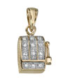 14K Yellow Gold Diamond Slot Machine Pendant