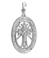 14K White Gold Diamond Cross Medallion Pendant