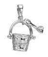 14K White Gold Diamond Beach Sand Bucket Charm