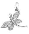 14K White Gold Diamond Dragonfly Charm
