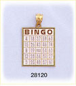 14K Gold Enamel Bingo Card Charm