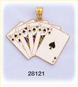 14K Gold Enamel Royal Flush of Spades Charm
