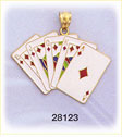 14K Gold Enamel Diamond Royal Flush Charm