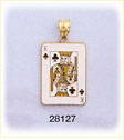 14K Gold Enamel King of Clubs Charm