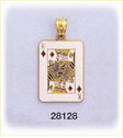 14K Gold Enamel King of Diamond Charm