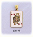 14K Gold Enamel Queen of Hearts Charm