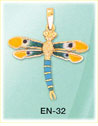 Colorful Dragonfly 14K Yellow Gold Enamel Charm