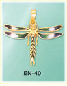 Dragonfly Flying Enamel 14K Yellow Gold Charm