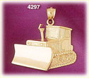 14K Yellow Gold Construction Bulldozer Pendant