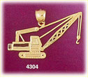 14K Yellow Gold Construction Engineering Crane Charm