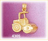 14K Yellow Gold Construction Roller Charm