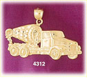 14K Yellow Gold Construction Concrete Cement Mixing Truck Charm