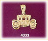 14K Yellow Gold 3D Stagecoach Charm