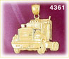 14K Yellow Gold Big Rig Truck Charm Pendant