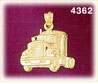 14K Yellow Gold Semi Truck Charm