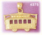 14K Yellow Gold Desire Street Cable Car Train Charm 3D