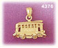 14K Yellow Gold Desire Cable Street Car Train Charm 3D
