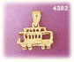 14K Yellow Gold Trolley Car Train Charm 3D