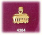 14K Yellow Gold Tram Train Charm 3D