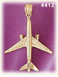 14Kt Yellow Gold Airplane Jetliner Charm 3D