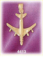 14K Yellow Gold Airplane Jetliner Charm