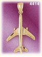 14K Yellow Gold Jet Airliner Airplane 3D Charm