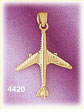 14K Yellow Gold Jet Airliner Airplane Charm 3D