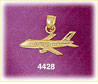 14K Yellow Gold Airplane Passenger Airliner Charm