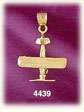 14K Yellow Gold Propeller Driven Airplane Charm 3D