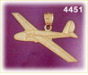 14K Yellow Gold Glider Airplane Charm