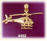14K Yellow Gold Rotorcraft Helicopter Aircraft Charm 3D