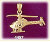 14K Yellow Gold Model Bell Helicopter Rotorcraft Aircraft Charm