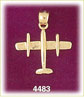 14K Yellow Gold Plane Fighter Aircraft Charm 3D