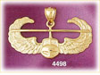 14K Yellow Gold Helicopter With Wings Air Force Military Charm