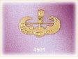 14K Yellow Gold Air Force Helicopter With Wings Military Charm