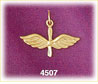 14K Yellow Gold US Air Force Wings With Propeller Military Charm