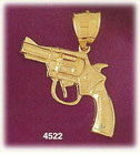 14K Yellow Gold Revolver Firearm Gun Charm
