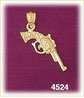 14K Yellow Gold Old Fashioned Revolver Gun Charm 3D