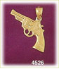 14K Yellow Gold Revolver Gun Firearm Charm