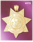 14K Yellow Gold California Highway Patrol Badge Charm Pendant