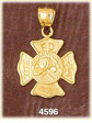 14K Yellow Gold Fire Fighting Fire Department Charm