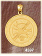 14K Yellow Gold Fire Fighting Medallion Charm