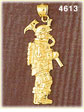 14K Yellow Gold Fireman Fire Fighting Charm