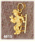 14K Yellow Gold Fireman Down Ladder Fire Fighting Charm